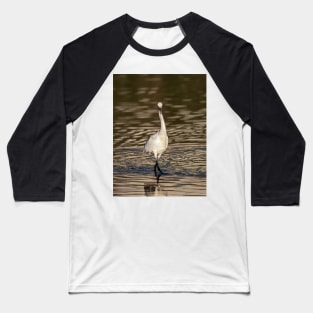 Snowy White Egret Staredown Baseball T-Shirt